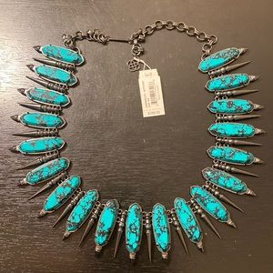 NWT Kendra Scott Variegated teal and gunmetal Gwendolyn necklace